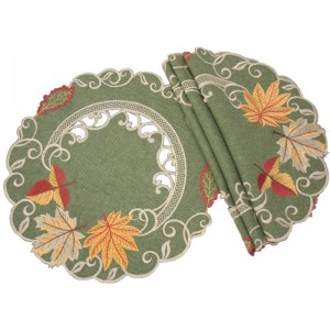 Xia Home Fashions Delicate Leaves Embroidered Cutwork Fall Placemat XIAH1925
